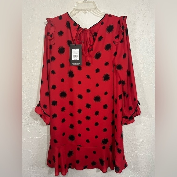 NWT Who What Wear Red Dandelion Dot Dress Size S - Picture 3 of 12